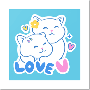 Cute hugging cats Posters and Art